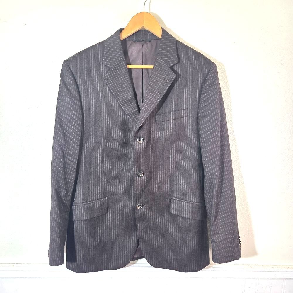 Banana Republic Mens 42R Brown Pinstripe Blazer Wool Cashmere Blend 3 Button